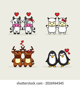 Cute couple animal in valentine romance