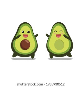 cute couple avocado hug vector illustration