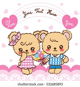 Cute couple bear cartoon anniversary card 