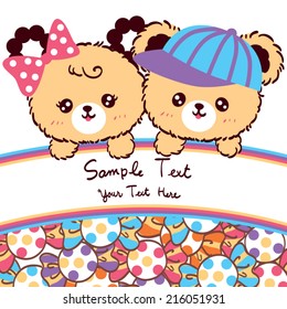 Cute couple bear cartoon with candy
