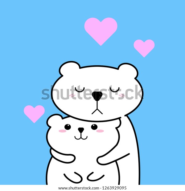 Hakuun Cute Couple Bear Hug Love Cartoon Liittyva Vektorikuva Rojaltivapaa 1263929095