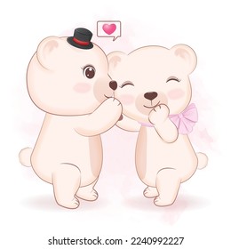 Cute Couple Bear Valentine's day concept illustration