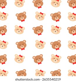 Cute couple beard seamless pattern with bow. Animal illustration. Can be used for wallpaper, paper wrapping and fashion fabric