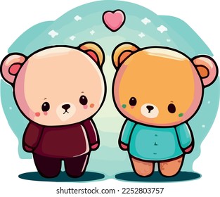 Un lindo par de osos enamorados