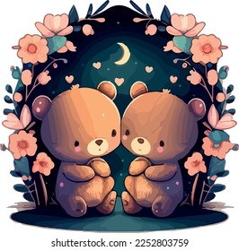 A cute couple of bears in love