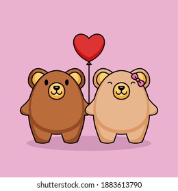Cute couple bears in Valentine's Day
