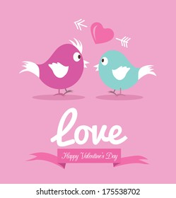 Cute couple bird in love. Valentine's Day Cards.Vector