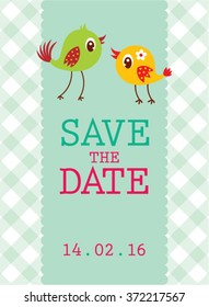 cute couple bird save the date valentine greeting card