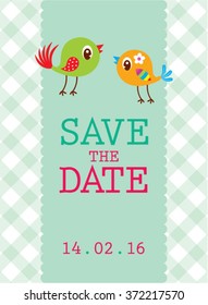 cute couple bird save the date valentine greeting card