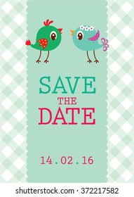 cute couple bird save the date valentine greeting card