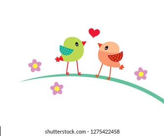 cute couple bird valentine greeting card vector