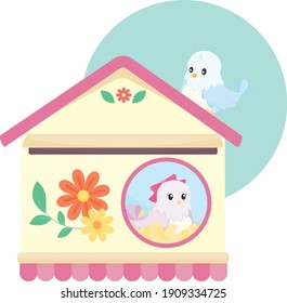 Cute Couple Birds in Mailbox