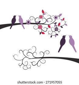 Cute Couple Birds on Branches
