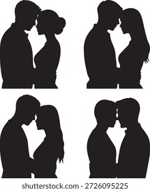Conjunto de Vector de silueta negra de pareja linda