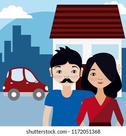 Cute couple cartoon