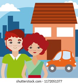 Cute couple cartoon