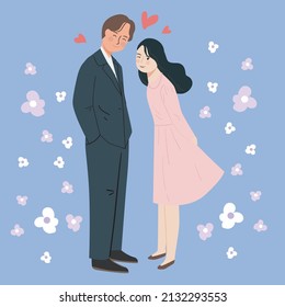 cute couple cartoon character illustration