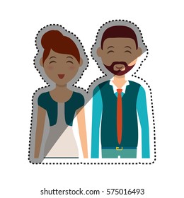 Cute couple cartoon icon vector illustration graphic design