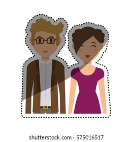 Cute couple cartoon icon vector illustration graphic design