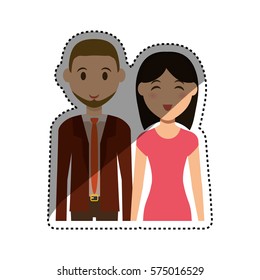 Cute couple cartoon icon vector illustration graphic design