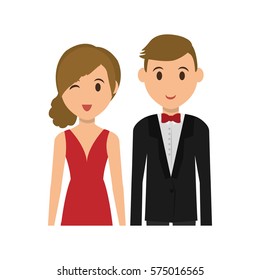 Cute couple cartoon icon vector illustration graphic design