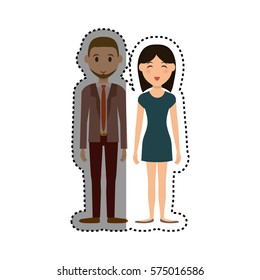 Cute couple cartoon icon vector illustration graphic design