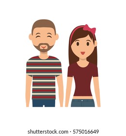 Cute couple cartoon icon vector illustration graphic design