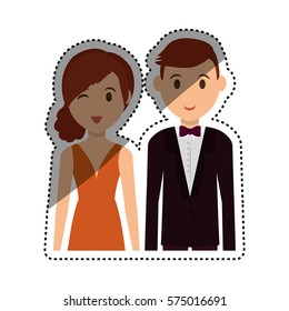 Cute couple cartoon icon vector illustration graphic design