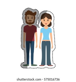 Cute couple cartoon icon vector illustration graphic design