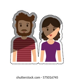 Cute couple cartoon icon vector illustration graphic design