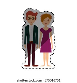 Cute couple cartoon icon vector illustration graphic design