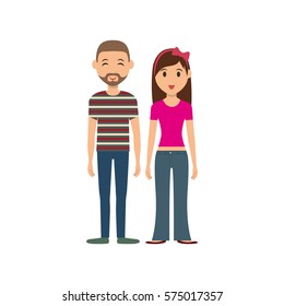Cute couple cartoon icon vector illustration graphic design
