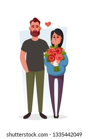 Cute Couple. Cartoon Style. Vector Illustration