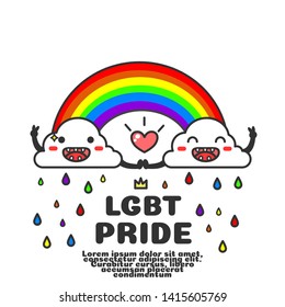 cute couple cartoon vector.LGBT pride concept.outline style. 