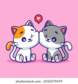 Cute Couple Cat Playing Together Cartoon Vector Icon 
Illustration. Animal Nature Icon Concept Isolated Premium 
Vector. Flat Cartoon Style 