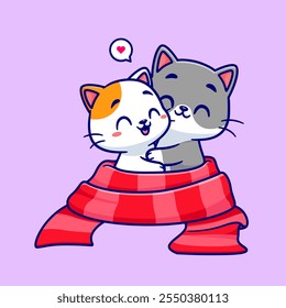 Cute Couple Cat Playing Together Cartoon Vector Icon 
Illustration. Animal Nature Icon Concept Isolated Premium 
Vector. Flat Cartoon Style 