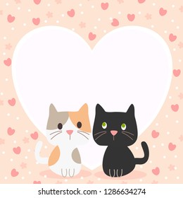Cute couple cat in Valentine theme background.