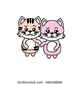 cute couple cat wild animal with beautiful expression