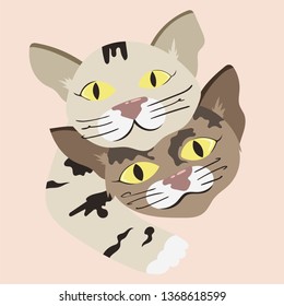 cute couple of cats , vector illustration