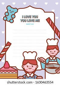 Cute Couple Characters, Vector illustrations that can be used for Valentine's Day events, white day event