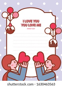 Cute Couple Characters, Vector illustrations that can be used for Valentine's Day events, white day event