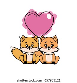 cute couple of chipmunks with heart