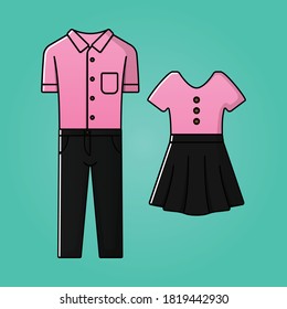 Cute Couple Clothes, Cute Couple Matching Outfits Vector Illustration