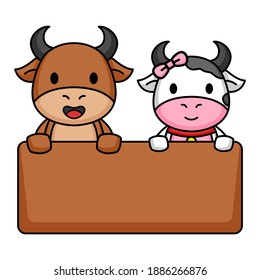 Cute couple cow romance in Valentine's Day