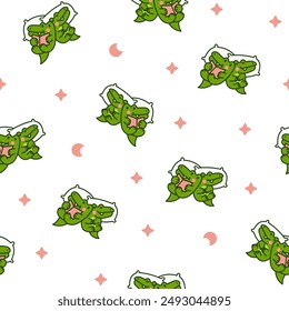 Cute couple crocodile characters. Seamless pattern. Funny friends alligator cartoon animal. Hand drawn style. Vector drawing. Design ornaments.