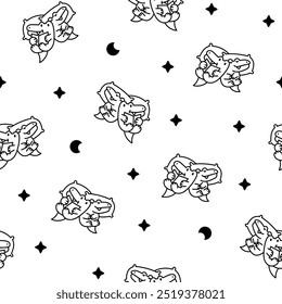 Cute couple crocodile characters. Seamless pattern. Coloring Page. Funny friends alligator cartoon animal. Hand drawn style. Vector drawing. Design ornaments.