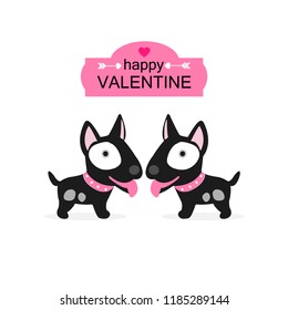 Cute couple dog. Happy valentine's day card.