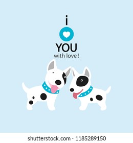 Cute couple dog. Happy valentine's day card.