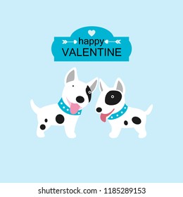 Cute couple dog. Happy valentine's day card.