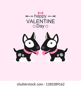 Cute couple dog. Happy valentine's day card.